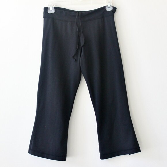 Lululemon Black Capri Adjustable Waist Wide Leg Tights Leggings Small Pocket 2 - Picture 1 of 7